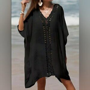 Swim Coverup Black Kaftan Top Dress 3X 🦋 NEW